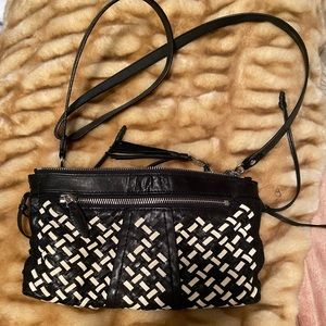 Olivia Harris Real black and white leather handbag